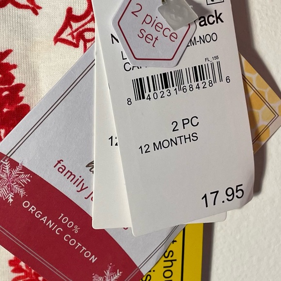 Burt’s Bees Baby Christmas Pajamas 12mos NWT Organic Cotton - Picture 5 of 7